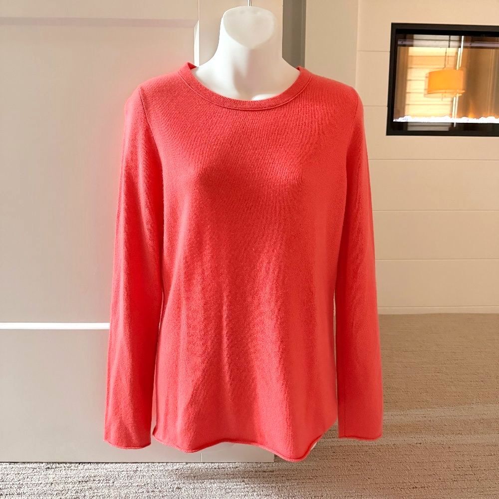 JCREW Gorgeous Coral 100% Fine Knit Cashmere Sweater Sz M $300!!